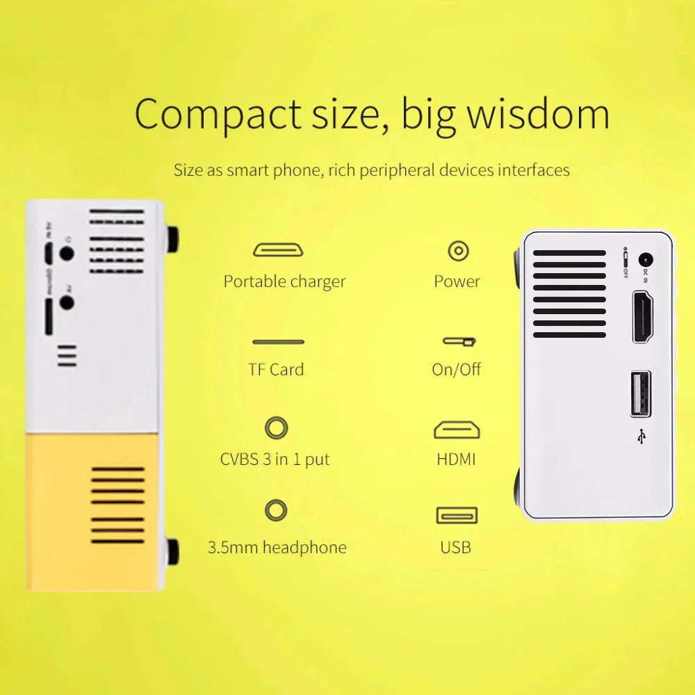 Mini Projector – 1080P Full HD Support, Portable LED Projector, 4K Video Playback, Multiple Connectivity Options - TrendyTechWorldTrendyTechWorldTrendyTechWorldMini Projector – 1080P Full HD Support, Portable LED Projector, 4K Video Playback, Multiple Connectivity Options