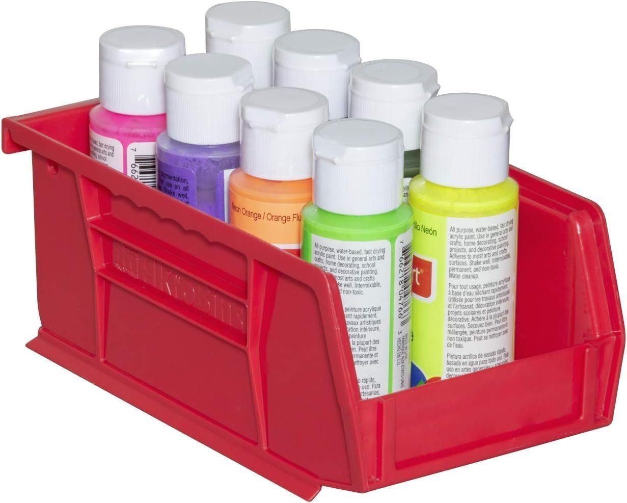 30220 Akrobins Plastic Storage Bins, Space - Saving Stackable Bins for Garage, Pantry, Craft Organization, 7 - " X 4 - " X 3 - ", Red, 24 - Pack - TrendyTechWorldTrendyTechWorld726084527737TrendyTechWorld30220 Akrobins Plastic Storage Bins, Space - Saving Stackable Bins for Garage, Pantry, Craft Organization, 7 - " X 4 - " X 3 - ", Red, 24 - Pack