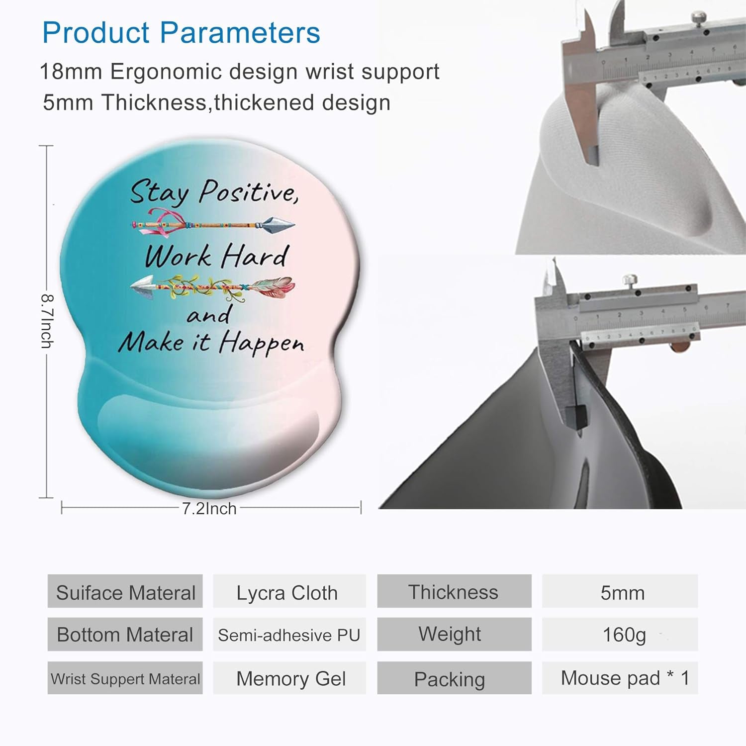 Ergonomic Mouse Pad with Gel Wrist Rest Support Non - Slip PU Base Stay Positive Work Hard and Make It Happen Inspirational Quote Cute Small Mouse Pad Pain Relief, 8.7 X 7.2 Inches - TrendyTechWorldTrendyTechWorld313057833805TrendyTechWorldErgonomic Mouse Pad with Gel Wrist Rest Support Non - Slip PU Base Stay Positive Work Hard and Make It Happen Inspirational Quote Cute Small Mouse Pad Pain Relief, 8.7 X 7.2 Inches