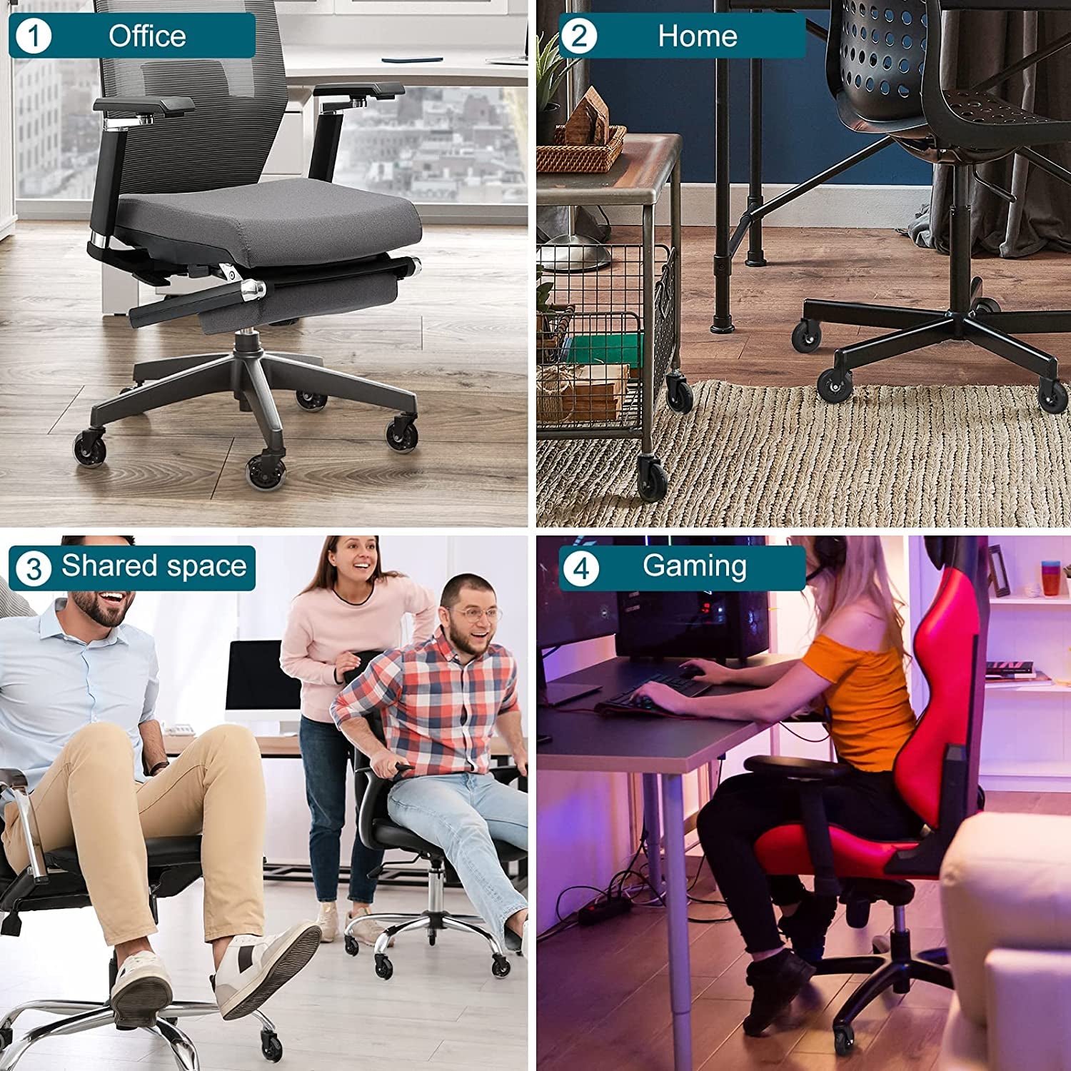 Office Chair Caster Wheels Set of 5 for Tile, Hardwood Floors and Carpets, Universal Fit for Most Chairs (Black) - TrendyTechWorldTrendyTechWorld7445024396358TrendyTechWorldOffice Chair Caster Wheels Set of 5 for Tile, Hardwood Floors and Carpets, Universal Fit for Most Chairs (Black)
