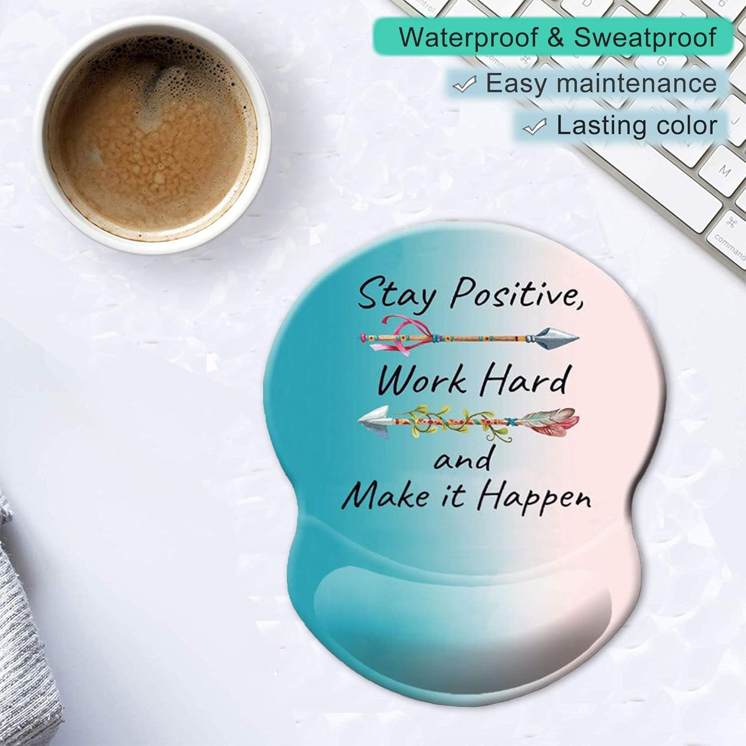 Ergonomic Mouse Pad with Gel Wrist Rest Support Non - Slip PU Base Stay Positive Work Hard and Make It Happen Inspirational Quote Cute Small Mouse Pad Pain Relief, 8.7 X 7.2 Inches - TrendyTechWorldTrendyTechWorld313057833805TrendyTechWorldErgonomic Mouse Pad with Gel Wrist Rest Support Non - Slip PU Base Stay Positive Work Hard and Make It Happen Inspirational Quote Cute Small Mouse Pad Pain Relief, 8.7 X 7.2 Inches