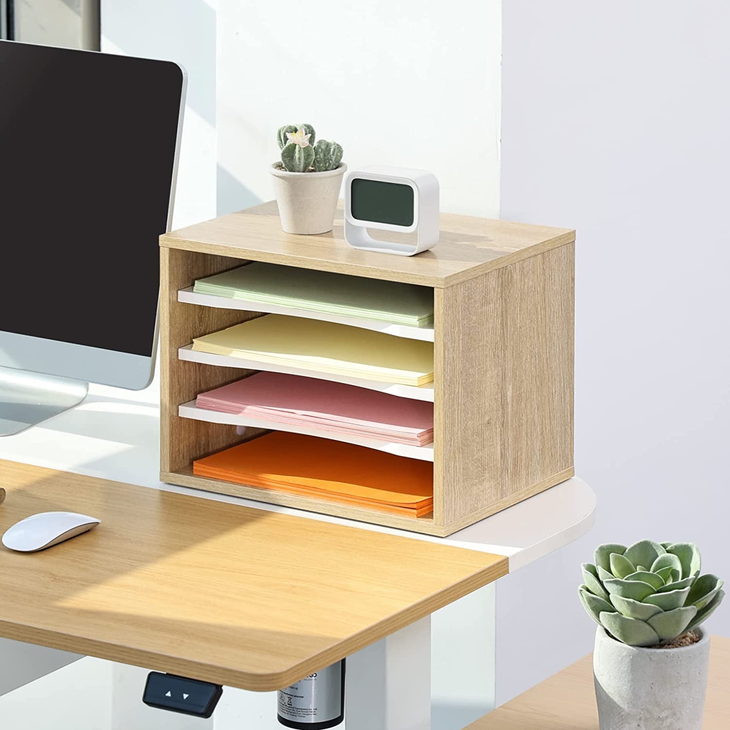 Wood Desk Paper Sorter Organizer with 4 - Tier Storage, Desktop Paper File Holder Letter Tray for Home and Office, Light Wood, DO403506WO - TrendyTechWorldTrendyTechWorld7445024420411TrendyTechWorldWood Desk Paper Sorter Organizer with 4 - Tier Storage, Desktop Paper File Holder Letter Tray for Home and Office, Light Wood, DO403506WO