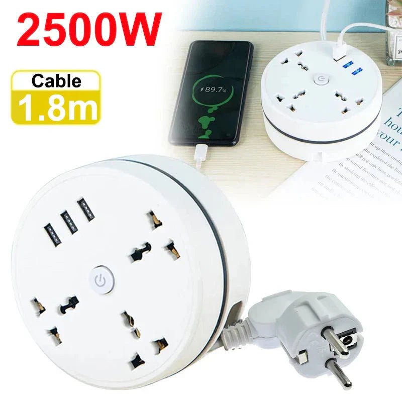 EU Plug AC Outlet Smart Home Power Strip – Multipurpose Electrical Extension Cord with USB Ports & Fast Charging - TrendyTechWorldTrendyTechWorldTrendyTechWorldEU Plug AC Outlet Smart Home Power Strip – Multipurpose Electrical Extension Cord with USB Ports & Fast Charging