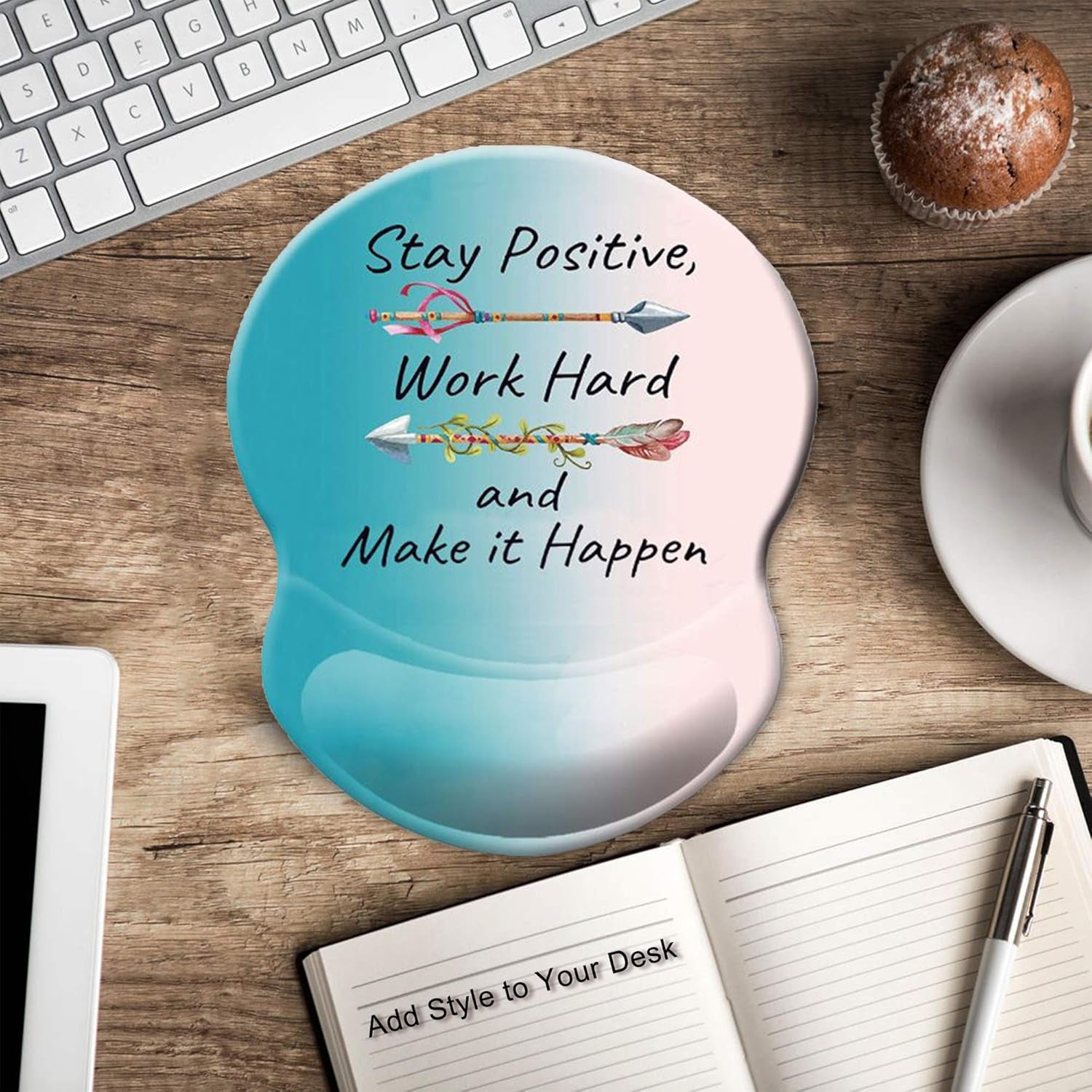 Ergonomic Mouse Pad with Gel Wrist Rest Support Non - Slip PU Base Stay Positive Work Hard and Make It Happen Inspirational Quote Cute Small Mouse Pad Pain Relief, 8.7 X 7.2 Inches - TrendyTechWorldTrendyTechWorld313057833805TrendyTechWorldErgonomic Mouse Pad with Gel Wrist Rest Support Non - Slip PU Base Stay Positive Work Hard and Make It Happen Inspirational Quote Cute Small Mouse Pad Pain Relief, 8.7 X 7.2 Inches