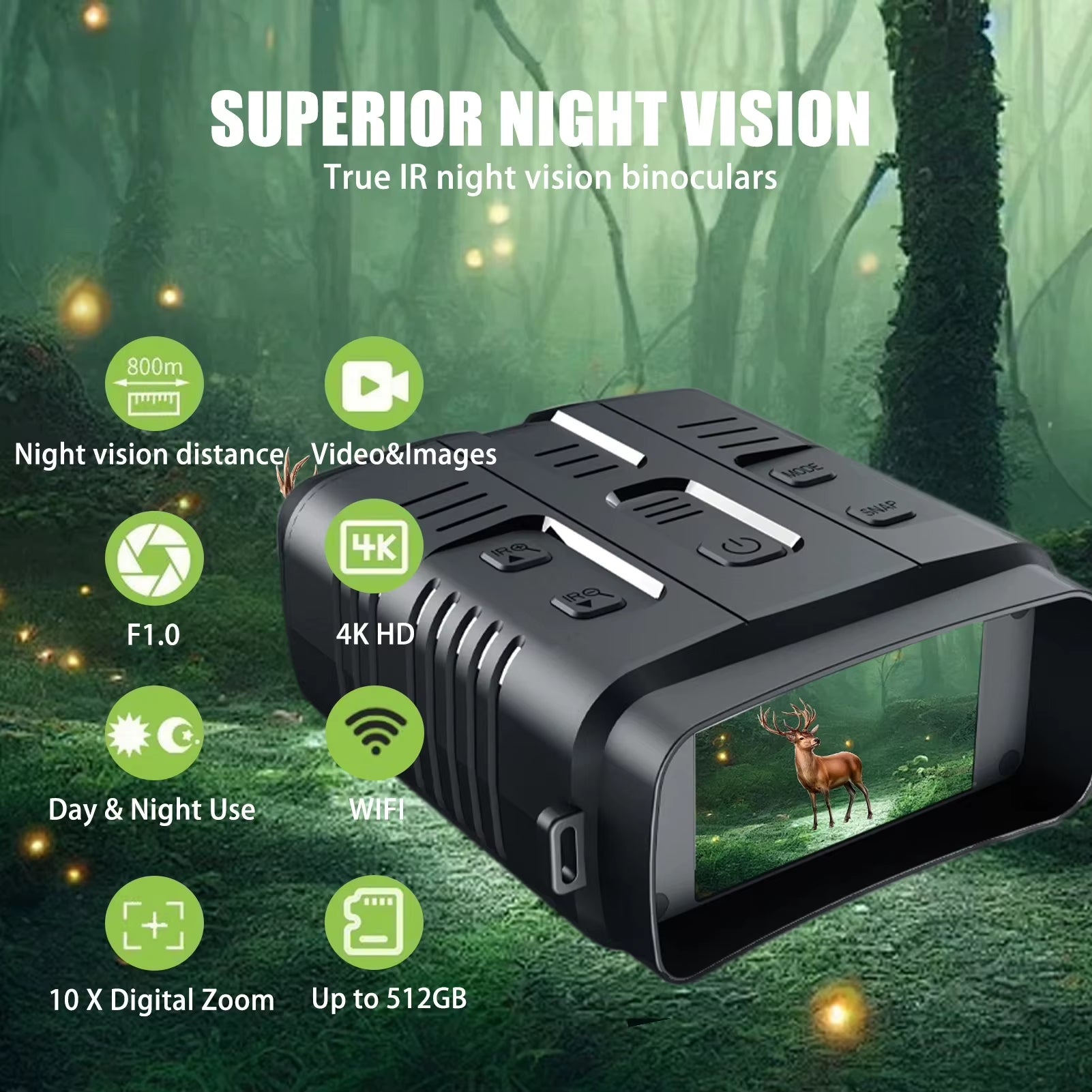 4K Night Vision Binocular Device 10X Digital Zoom Full Dark 800M Infrared Wifi Telescope for Hunting Camping Video Record - TrendyTechWorldTrendyTechWorld7445015824891TrendyTechWorld4K Night Vision Binocular Device 10X Digital Zoom Full Dark 800M Infrared Wifi Telescope for Hunting Camping Video Record
