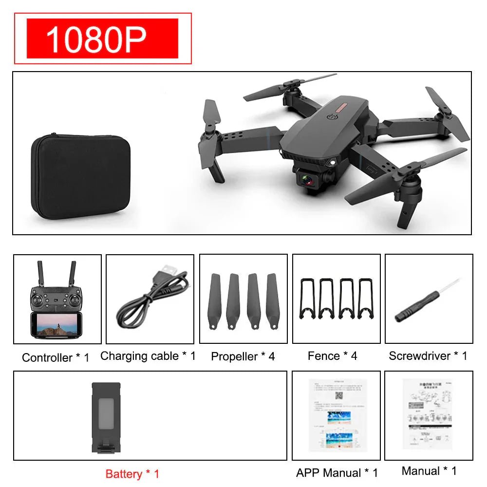 E88 Pro Foldable Quadcopter Drone - WIFI FPV, HD 4K Camera, Altitude Hold - TrendyTechWorldTrendyTechWorldTrendyTechWorldE88 Pro Foldable Quadcopter Drone - WIFI FPV, HD 4K Camera, Altitude Hold