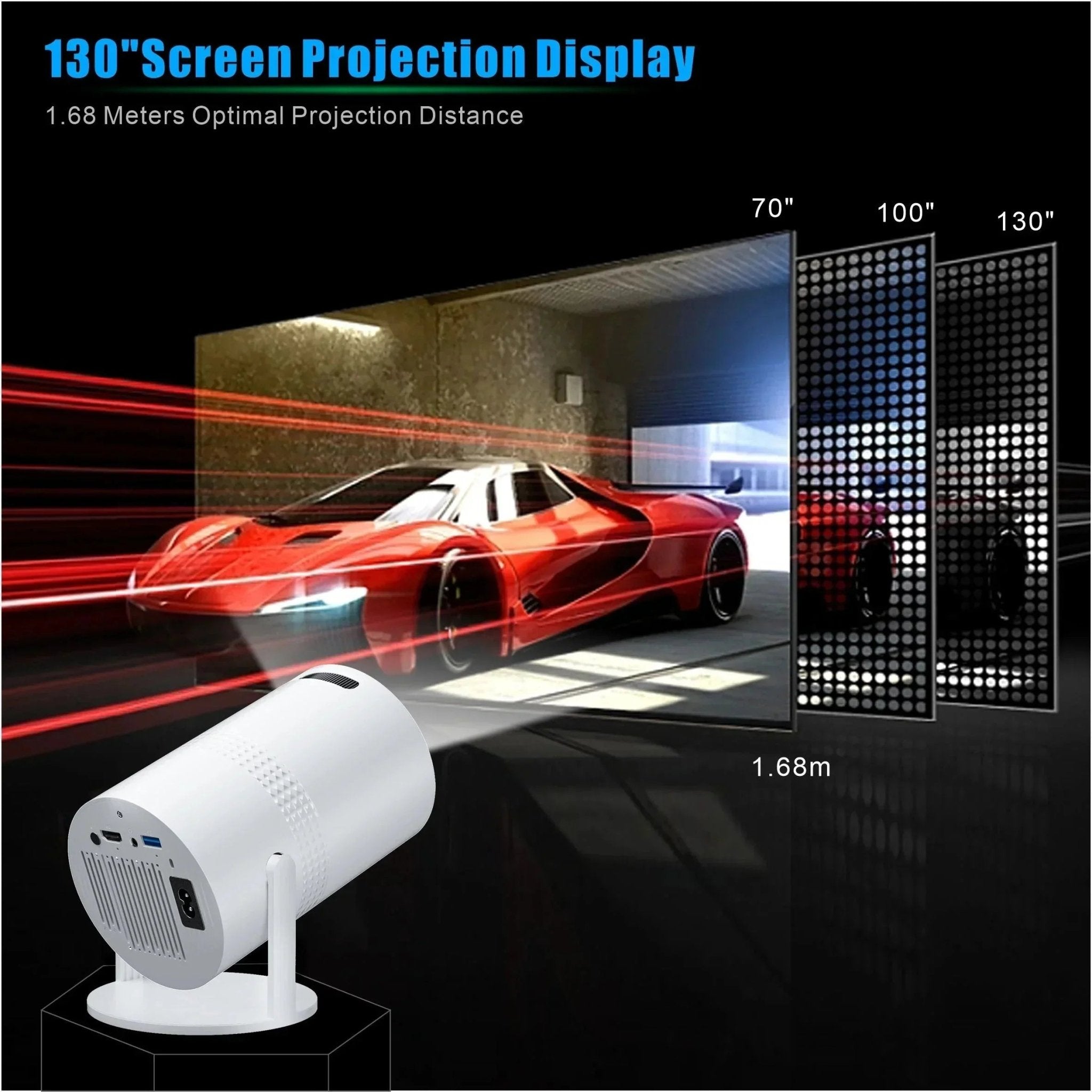 Salange P300 Mini Portable Projector - 4K 8K Video Decoding, 720P HD, Android 11, Wi - Fi, BT 5.1 - TrendyTechWorldTrendyTechWorldTrendyTechWorldSalange P300 Mini Portable Projector - 4K 8K Video Decoding, 720P HD, Android 11, Wi - Fi, BT 5.1