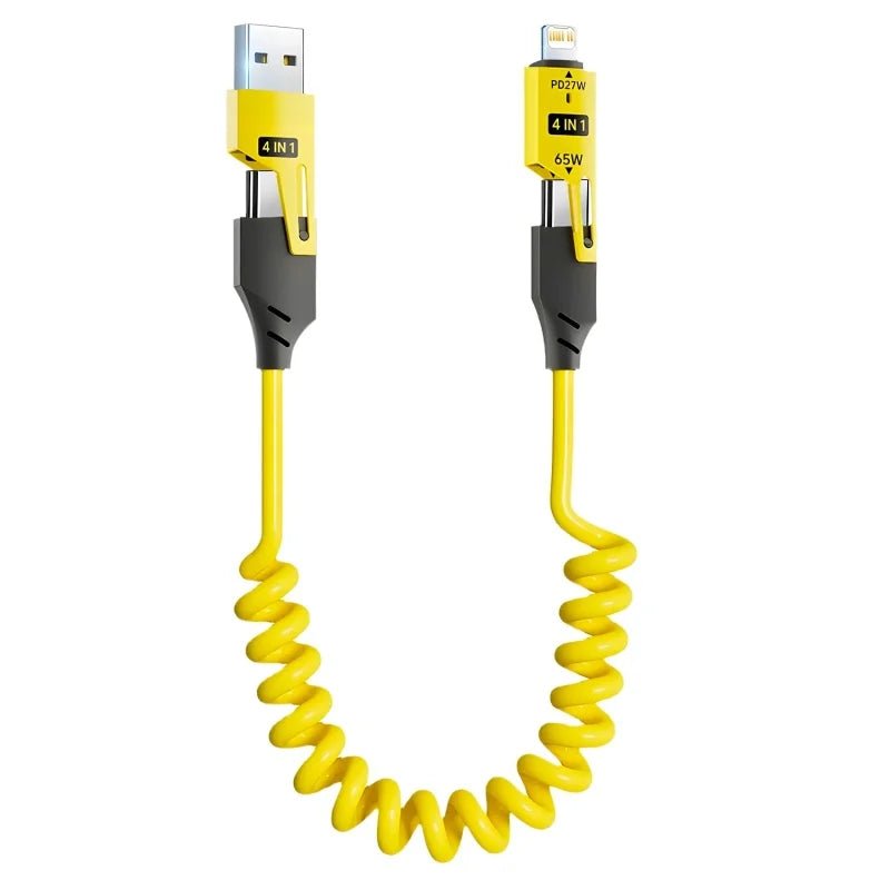 4 in 1 65W Spring Short Data Cable 6A USB Type C Spring Telescopic Quick Charger Wire Spring USB Cable for Iphone 15 14 13 12 - TrendyTechWorldTrendyTechWorld313031015067TrendyTechWorld4 in 1 65W Spring Short Data Cable 6A USB Type C Spring Telescopic Quick Charger Wire Spring USB Cable for Iphone 15 14 13 12