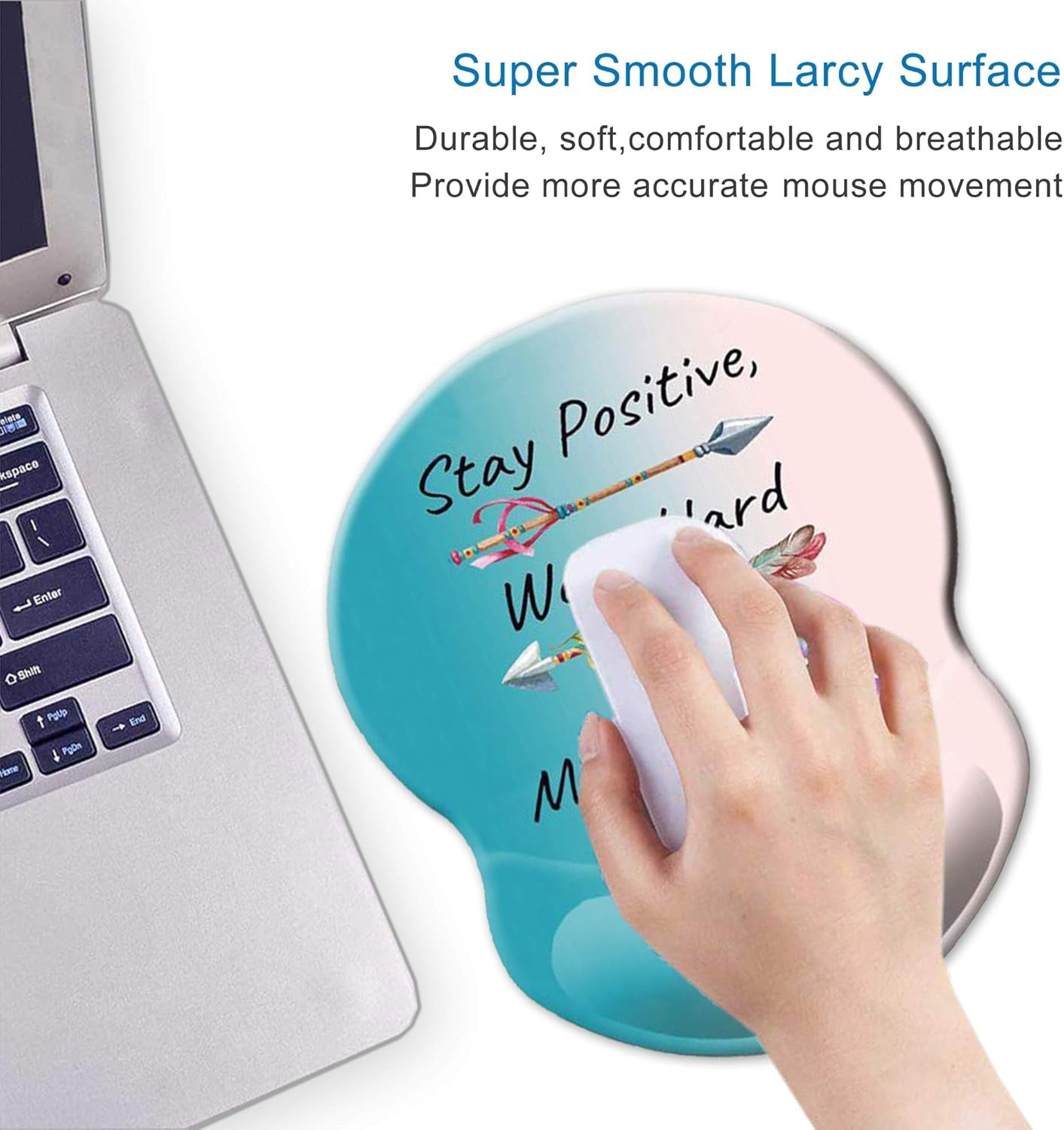 Ergonomic Mouse Pad with Gel Wrist Rest Support Non - Slip PU Base Stay Positive Work Hard and Make It Happen Inspirational Quote Cute Small Mouse Pad Pain Relief, 8.7 X 7.2 Inches - TrendyTechWorldTrendyTechWorld313057833805TrendyTechWorldErgonomic Mouse Pad with Gel Wrist Rest Support Non - Slip PU Base Stay Positive Work Hard and Make It Happen Inspirational Quote Cute Small Mouse Pad Pain Relief, 8.7 X 7.2 Inches
