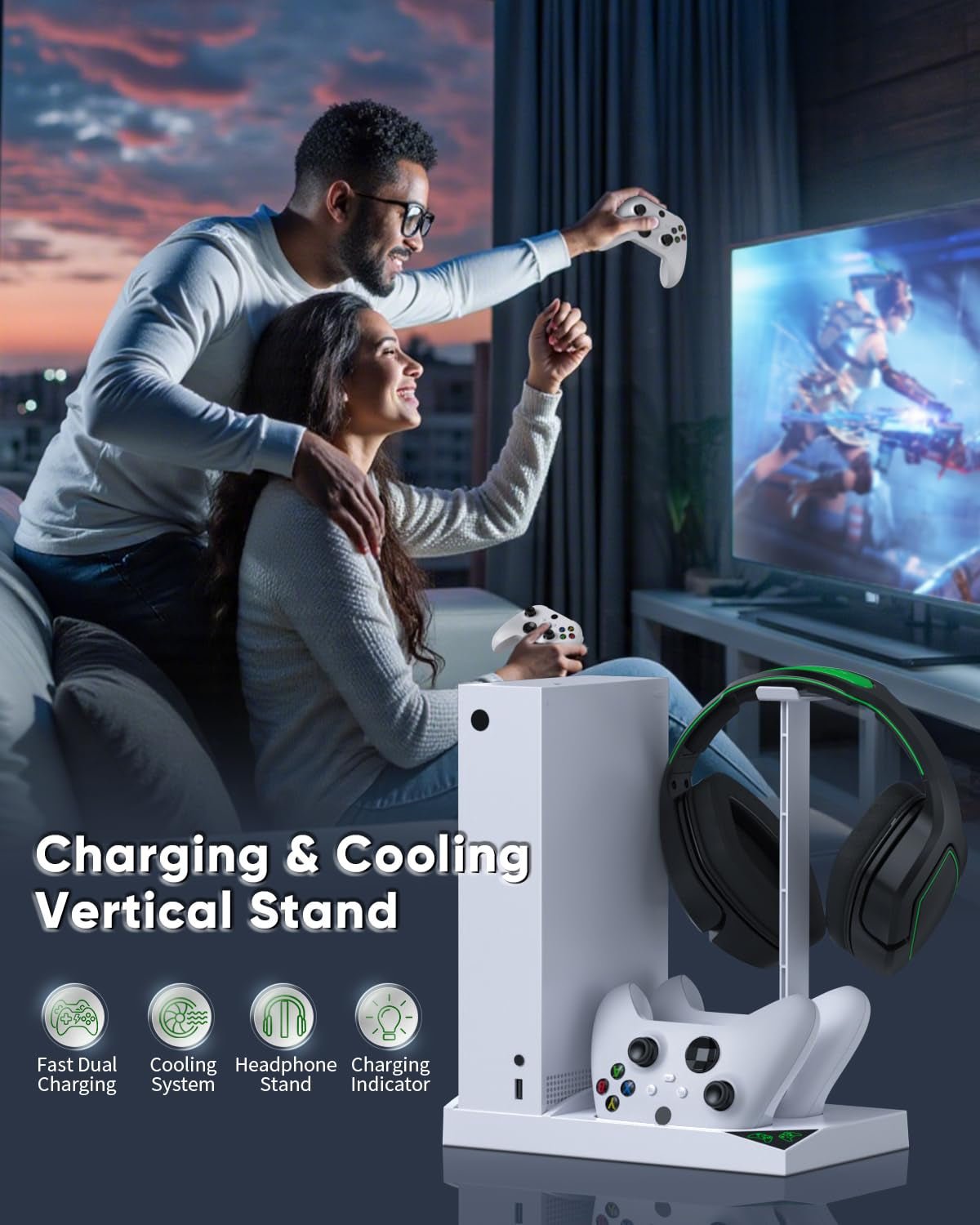 Charger Stand Cooling Fan for Xbox Series S Console/Controller,Dual Cooler System Charging Dock Accessories with 2*Rechargeable Battery,Earphone Mounts, Brackets&Stands for Xbox Series S Protectors - TrendyTechWorldTrendyTechWorld313055290204TrendyTechWorldCharger Stand Cooling Fan for Xbox Series S Console/Controller,Dual Cooler System Charging Dock Accessories with 2*Rechargeable Battery,Earphone Mounts, Brackets&Stands for Xbox Series S Protectors