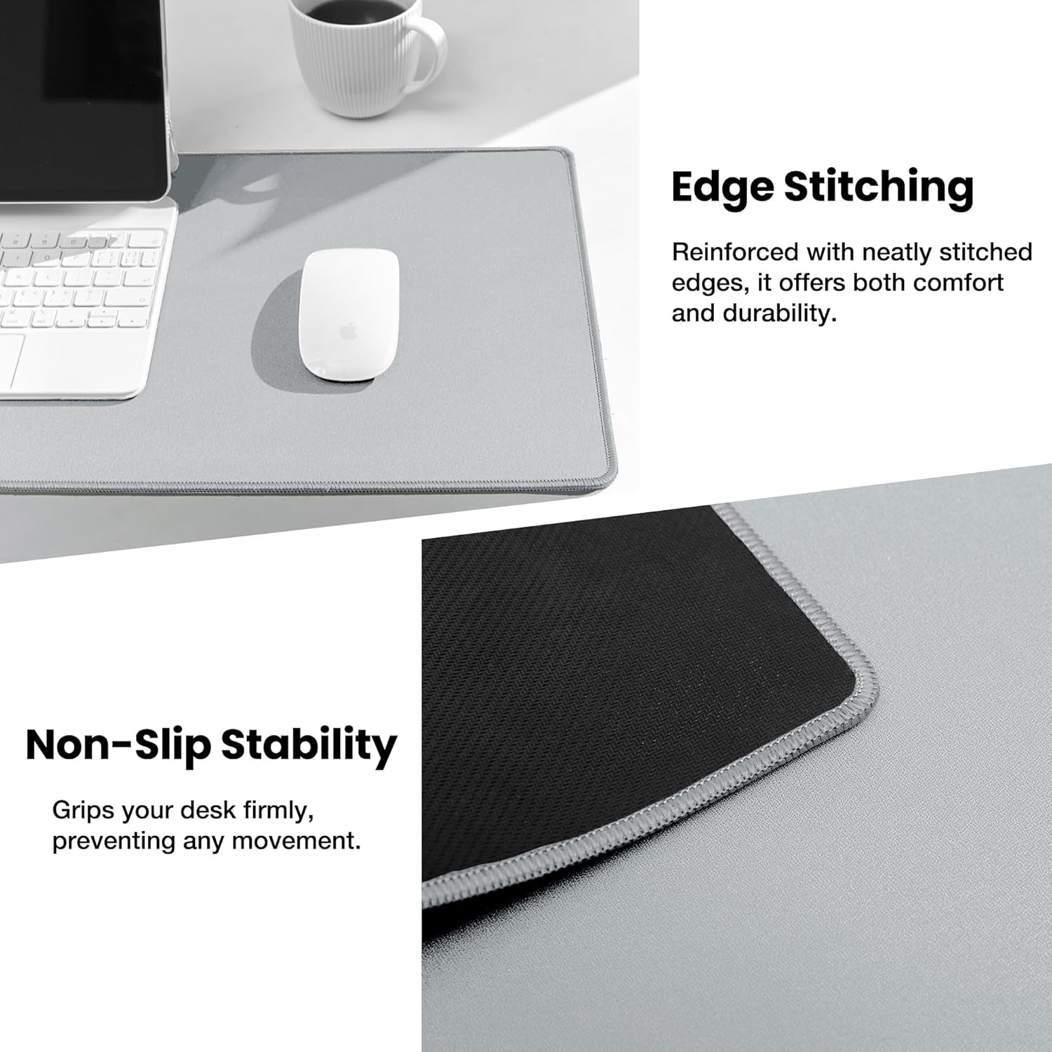Waterproof Mouse Pad with Durable Stitched Edge, XXXL Gaming Keyboard Pad, Non - Slip Rubber Base Mouse Mat, Extended Desk Pad for Gamer, Office & Home, Gray Mousepad 35.4''X 15.7''X 0.12'' - TrendyTechWorldTrendyTechWorld7445014993901TrendyTechWorldWaterproof Mouse Pad with Durable Stitched Edge, XXXL Gaming Keyboard Pad, Non - Slip Rubber Base Mouse Mat, Extended Desk Pad for Gamer, Office & Home, Gray Mousepad 35.4''X 15.7''X 0.12''