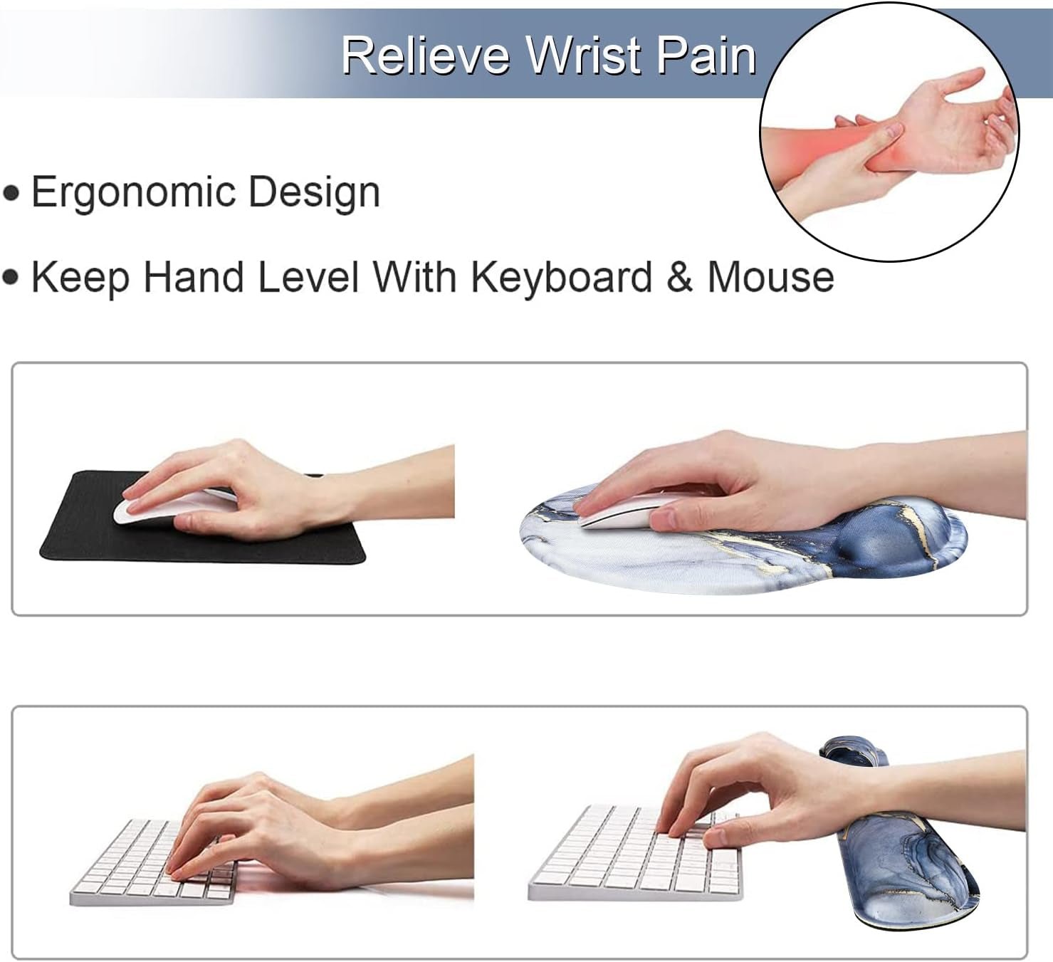 Mouse Pad with Wrist Support Keyboard Wrist Rest Set, Ergonomic Mouse Pad with Non - Slip Base for Computer Home Office + Coasters, Easy Typing & Pain Relief Mouse Mat, Dark Blue Marble - TrendyTechWorldTrendyTechWorld7445008493479TrendyTechWorldMouse Pad with Wrist Support Keyboard Wrist Rest Set, Ergonomic Mouse Pad with Non - Slip Base for Computer Home Office + Coasters, Easy Typing & Pain Relief Mouse Mat, Dark Blue Marble