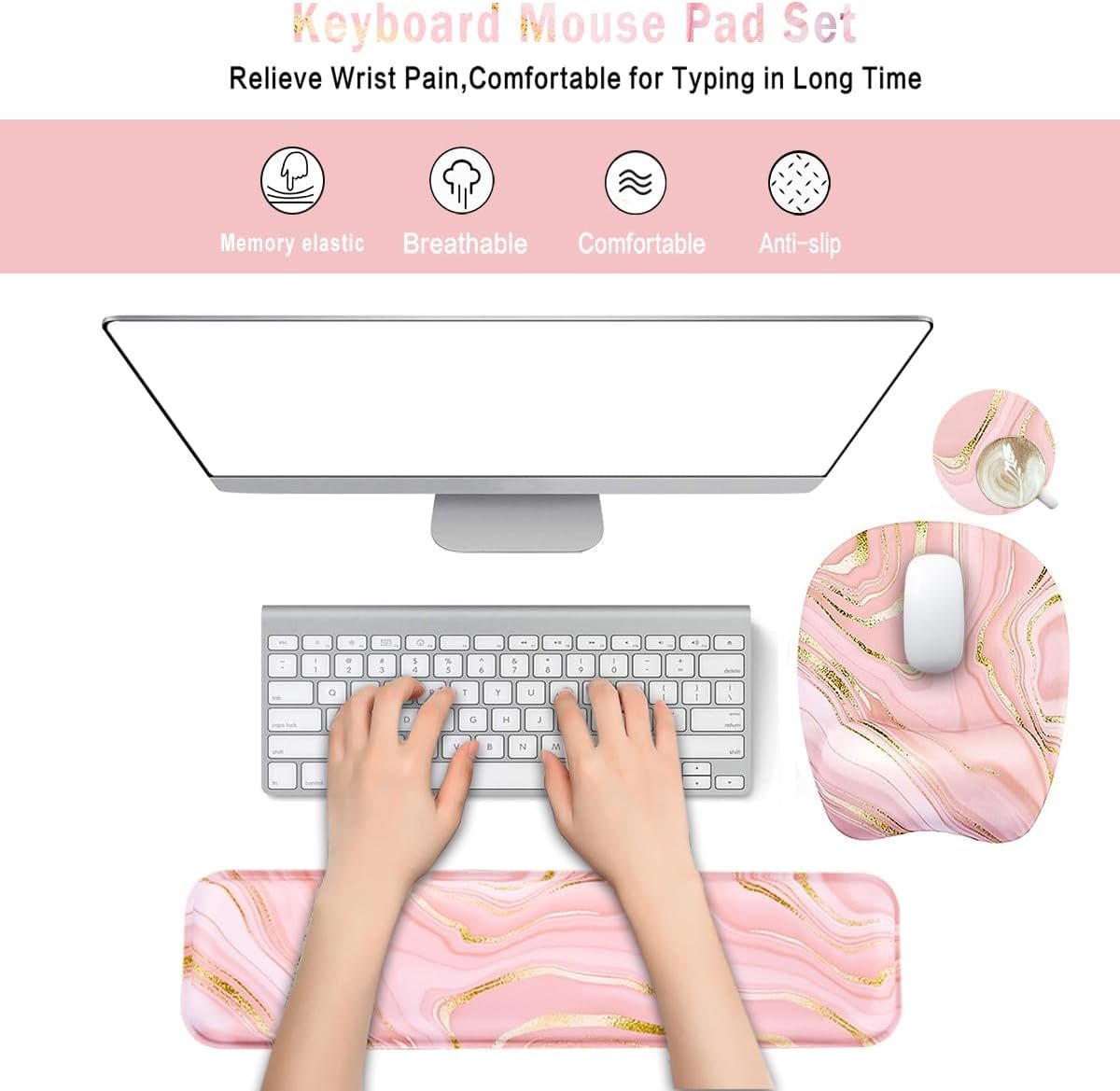 Keyboard Wrist Rest Mouse Pad Wrist Support for Computer Desktop/Laptop/Notebook Memory Foam Keyboard Pad Ergonomic Hand Rest Wrist Cushion for Home Office Gaming - Pink Fluid - TrendyTechWorldTrendyTechWorld7445018659636TrendyTechWorldKeyboard Wrist Rest Mouse Pad Wrist Support for Computer Desktop/Laptop/Notebook Memory Foam Keyboard Pad Ergonomic Hand Rest Wrist Cushion for Home Office Gaming - Pink Fluid