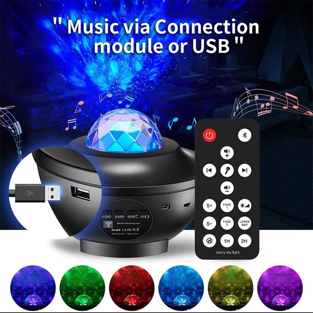 Starry Sky Projector Light LED Night Light Bluetooth Music Player Remote Ocean Wave Galaxy Ambient Light Bedroom Decoration Gift - TrendyTechWorldTrendyTechWorld313097842812TrendyTechWorldStarry Sky Projector Light LED Night Light Bluetooth Music Player Remote Ocean Wave Galaxy Ambient Light Bedroom Decoration Gift