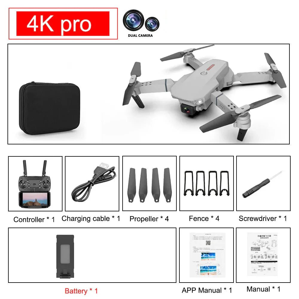 E88 Pro Foldable Quadcopter Drone - WIFI FPV, HD 4K Camera, Altitude Hold - TrendyTechWorldTrendyTechWorldTrendyTechWorldE88 Pro Foldable Quadcopter Drone - WIFI FPV, HD 4K Camera, Altitude Hold