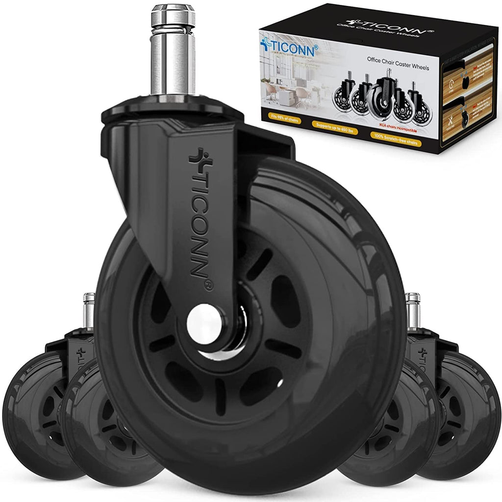 Office Chair Caster Wheels Set of 5 for Tile, Hardwood Floors and Carpets, Universal Fit for Most Chairs (Black) - TrendyTechWorldTrendyTechWorld7445024396358TrendyTechWorldOffice Chair Caster Wheels Set of 5 for Tile, Hardwood Floors and Carpets, Universal Fit for Most Chairs (Black)