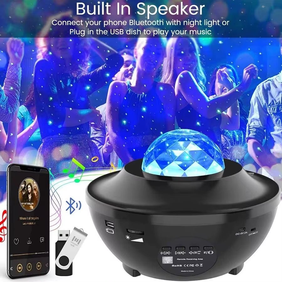 Starry Sky Projector Light LED Night Light Bluetooth Music Player Remote Ocean Wave Galaxy Ambient Light Bedroom Decoration Gift - TrendyTechWorldTrendyTechWorld313097842812TrendyTechWorldStarry Sky Projector Light LED Night Light Bluetooth Music Player Remote Ocean Wave Galaxy Ambient Light Bedroom Decoration Gift
