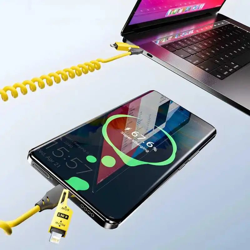 4 in 1 65W Spring Short Data Cable 6A USB Type C Spring Telescopic Quick Charger Wire Spring USB Cable for Iphone 15 14 13 12 - TrendyTechWorldTrendyTechWorld313031015067TrendyTechWorld4 in 1 65W Spring Short Data Cable 6A USB Type C Spring Telescopic Quick Charger Wire Spring USB Cable for Iphone 15 14 13 12