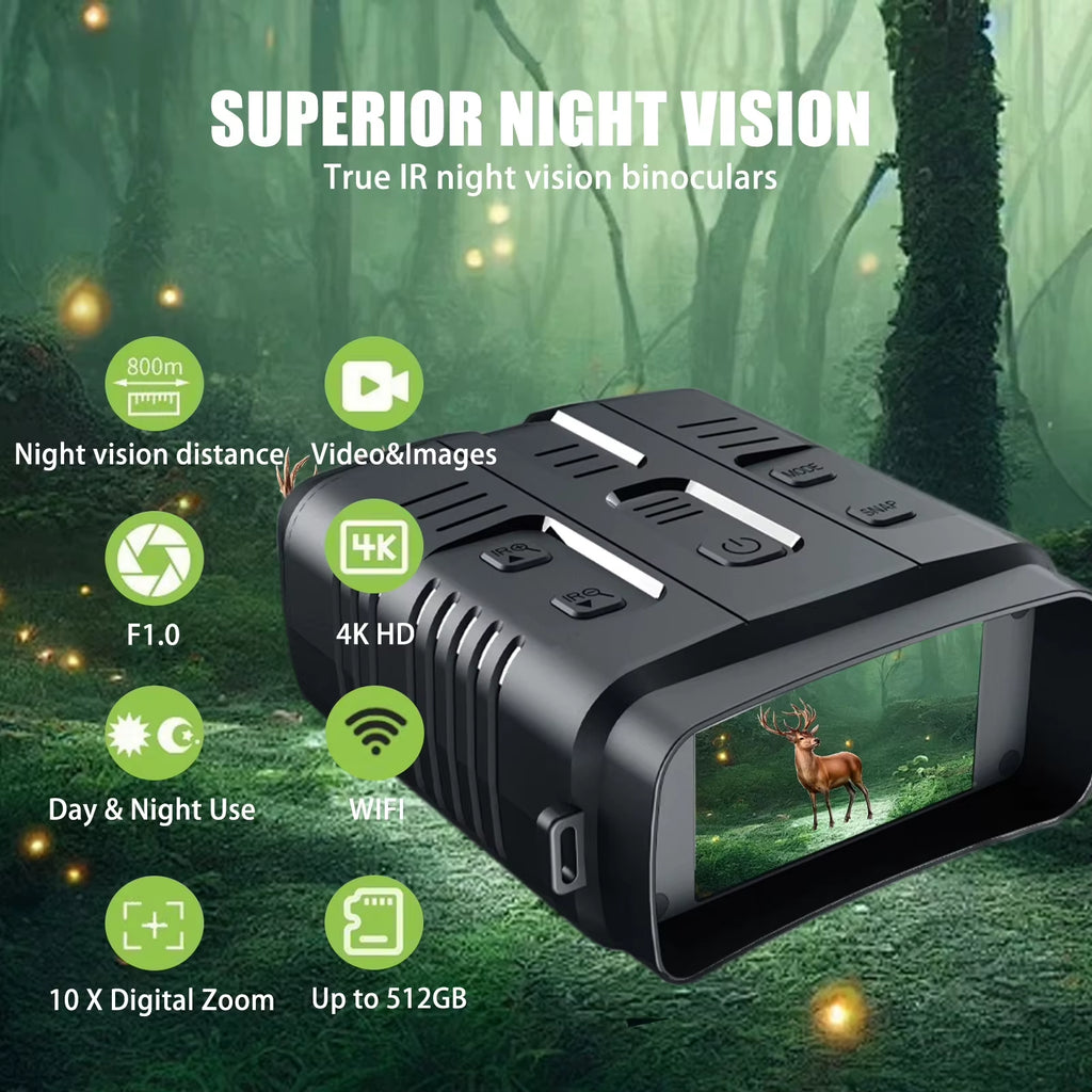4K Night Vision Binocular Device 10X Digital Zoom Full Dark 800M Infrared Wifi Telescope for Hunting Camping Video Record - TrendyTechWorldTrendyTechWorld7445015824891TrendyTechWorld4K Night Vision Binocular Device 10X Digital Zoom Full Dark 800M Infrared Wifi Telescope for Hunting Camping Video Record