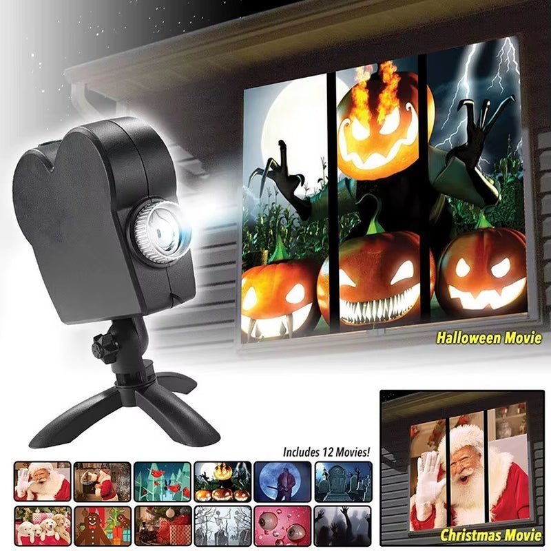 40W 12Movies Window Projector Light Atmosphere Lamp Adjustable Focus Lens IP44 Waterproof Portable for Home Party Xmas Halloween - TrendyTechWorldTrendyTechWorld7445048430427TrendyTechWorld40W 12Movies Window Projector Light Atmosphere Lamp Adjustable Focus Lens IP44 Waterproof Portable for Home Party Xmas Halloween
