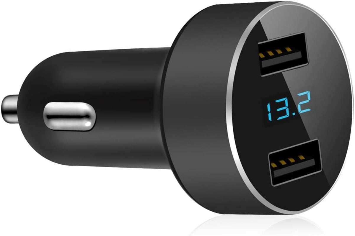 2 USB Car Charger,12V/24V Voltage Meter, Output 4.8A, Cigarette Lighter Plug Adapter Compatible with Iphone,Ipad, Samsung, USB Charging Devices, Black - TrendyTechWorldTrendyTechWorld313106779764TrendyTechWorld2 USB Car Charger,12V/24V Voltage Meter, Output 4.8A, Cigarette Lighter Plug Adapter Compatible with Iphone,Ipad, Samsung, USB Charging Devices, Black