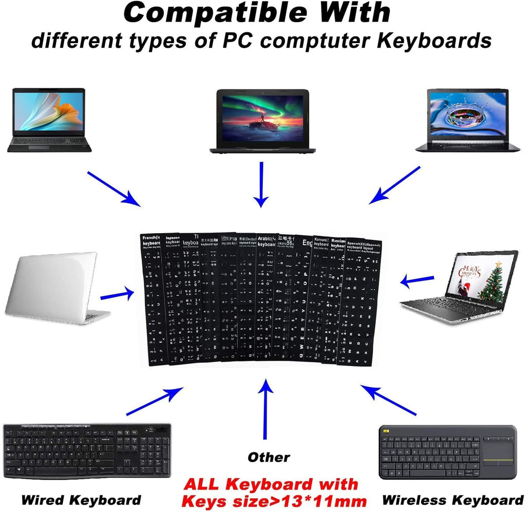 2PCS Universal English Keyboard Stickers, Matte Replacement English Keyboard Stickers with White Font on Black Background for Laptops and Desktops, Keyboard Alphabet Stickers - TrendyTechWorldTrendyTechWorld313044882809TrendyTechWorld2PCS Universal English Keyboard Stickers, Matte Replacement English Keyboard Stickers with White Font on Black Background for Laptops and Desktops, Keyboard Alphabet Stickers