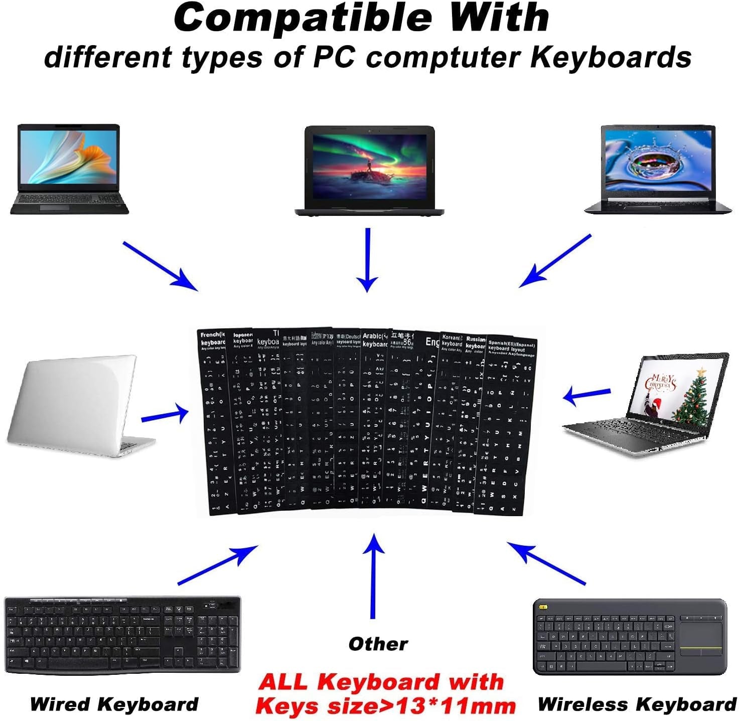 2PCS Universal English Keyboard Stickers, Matte Replacement English Keyboard Stickers with White Font on Black Background for Laptops and Desktops, Keyboard Alphabet Stickers - TrendyTechWorldTrendyTechWorld313044882809TrendyTechWorld2PCS Universal English Keyboard Stickers, Matte Replacement English Keyboard Stickers with White Font on Black Background for Laptops and Desktops, Keyboard Alphabet Stickers