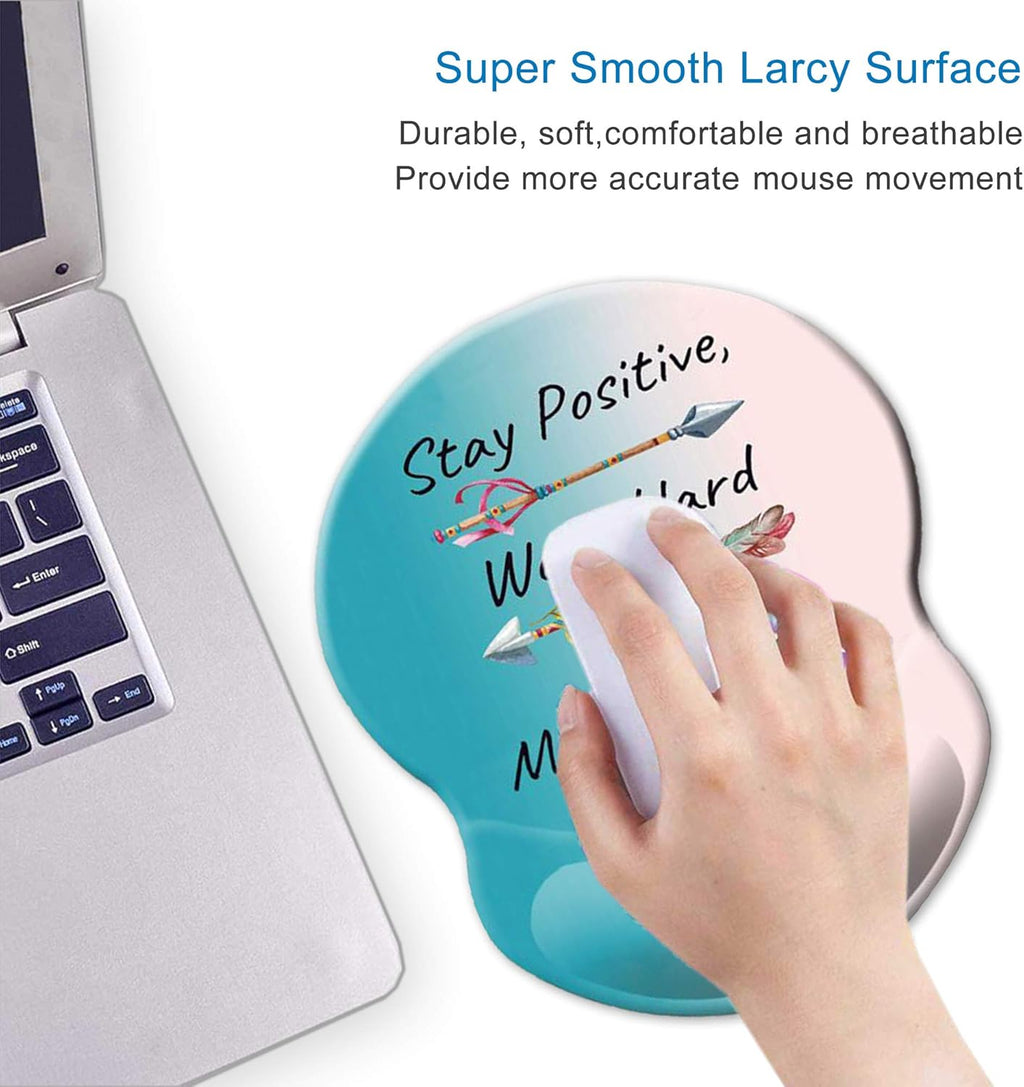 Ergonomic Mouse Pad with Gel Wrist Rest Support Non - Slip PU Base Stay Positive Work Hard and Make It Happen Inspirational Quote Cute Small Mouse Pad Pain Relief, 8.7 X 7.2 Inches - TrendyTechWorldTrendyTechWorld313057833805TrendyTechWorldErgonomic Mouse Pad with Gel Wrist Rest Support Non - Slip PU Base Stay Positive Work Hard and Make It Happen Inspirational Quote Cute Small Mouse Pad Pain Relief, 8.7 X 7.2 Inches